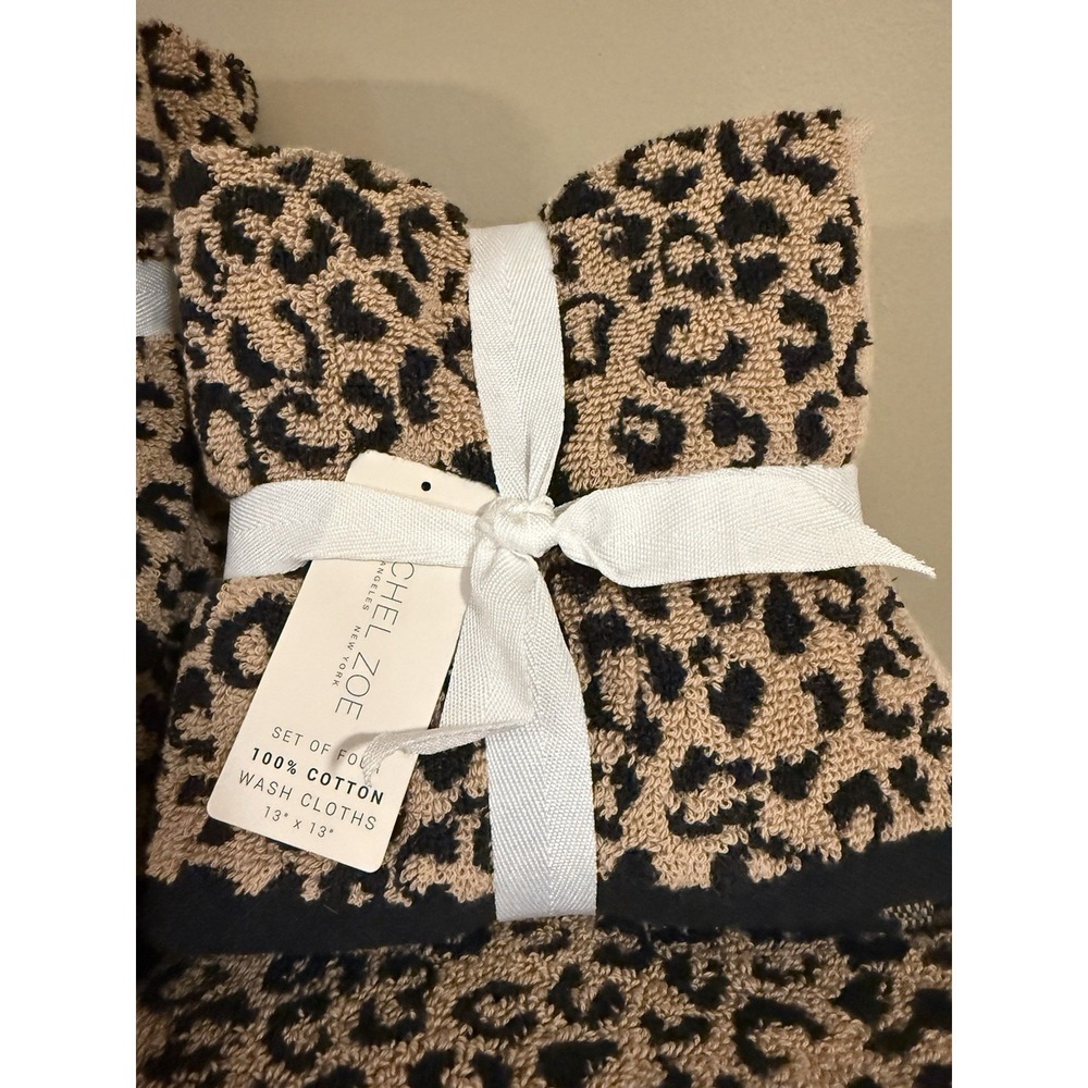 Set 8 Rachel Zoe Leopard Cheetah Animal Prints Bath Towel Set ~New ~ - Picture 3 of 3